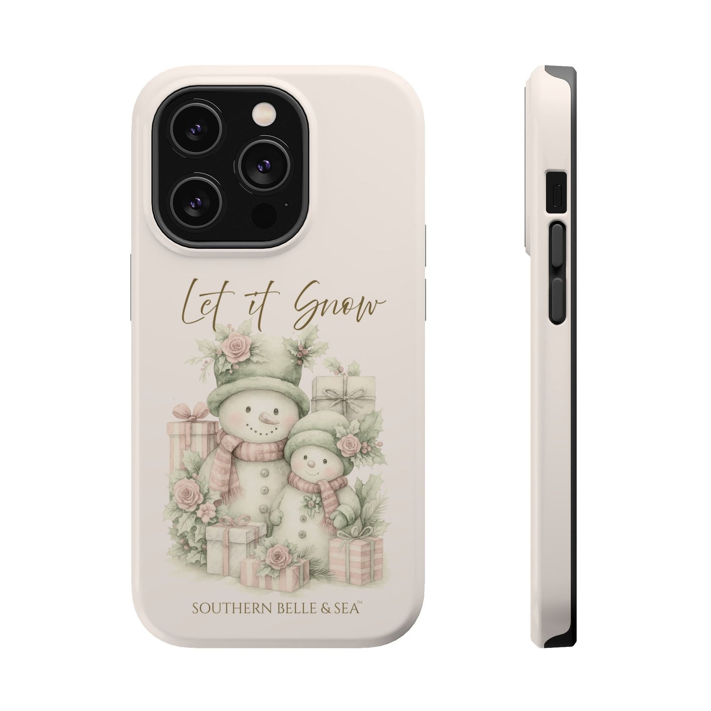 "LET IT SNOW” — Snowman Family Magnetic Tough Case | MagSafe® Compatible | Southern Belle & Sea™ - Southern Belle & Sea
