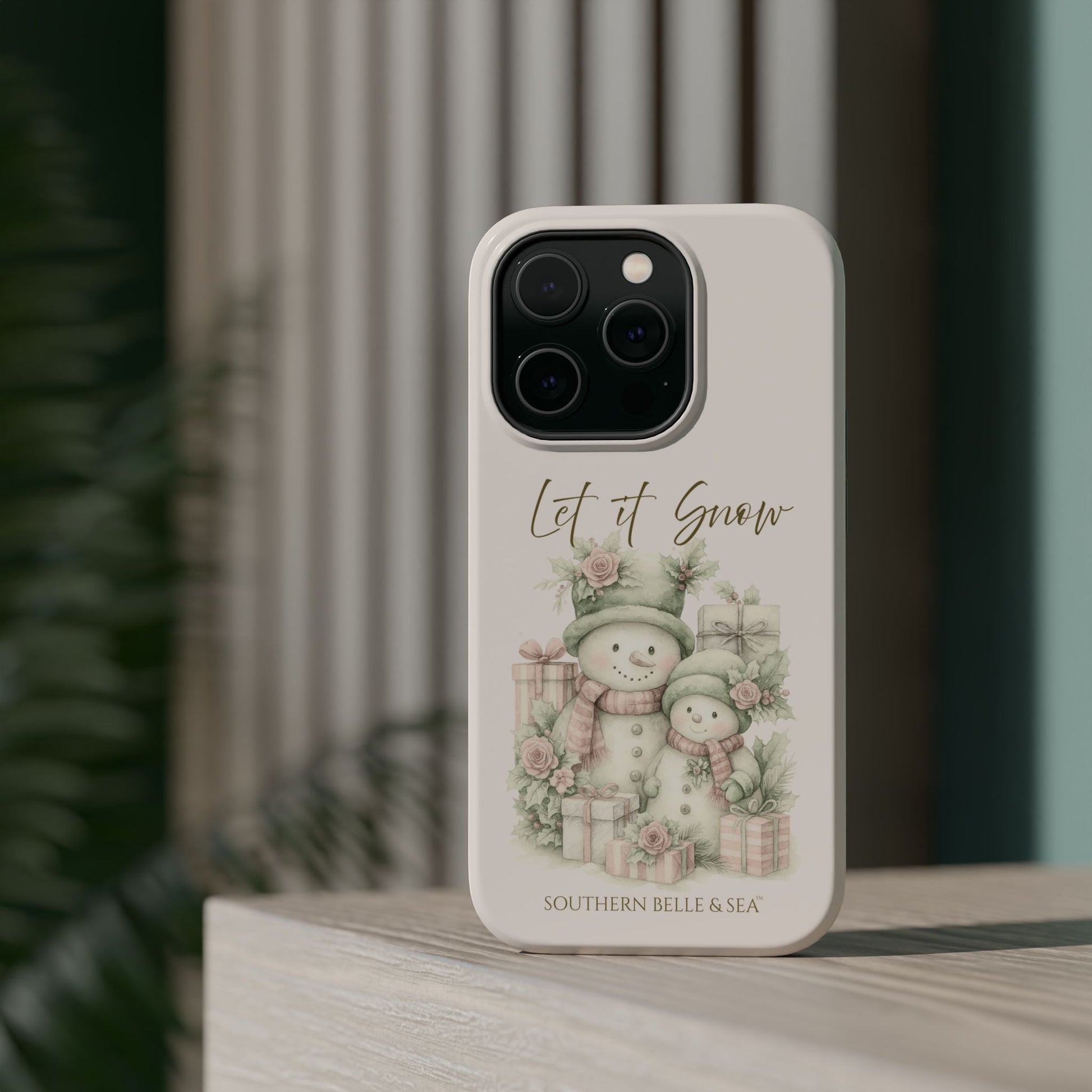 "LET IT SNOW” — Snowman Family Magnetic Tough Case | MagSafe® Compatible | Southern Belle & Sea™ - Southern Belle & Sea