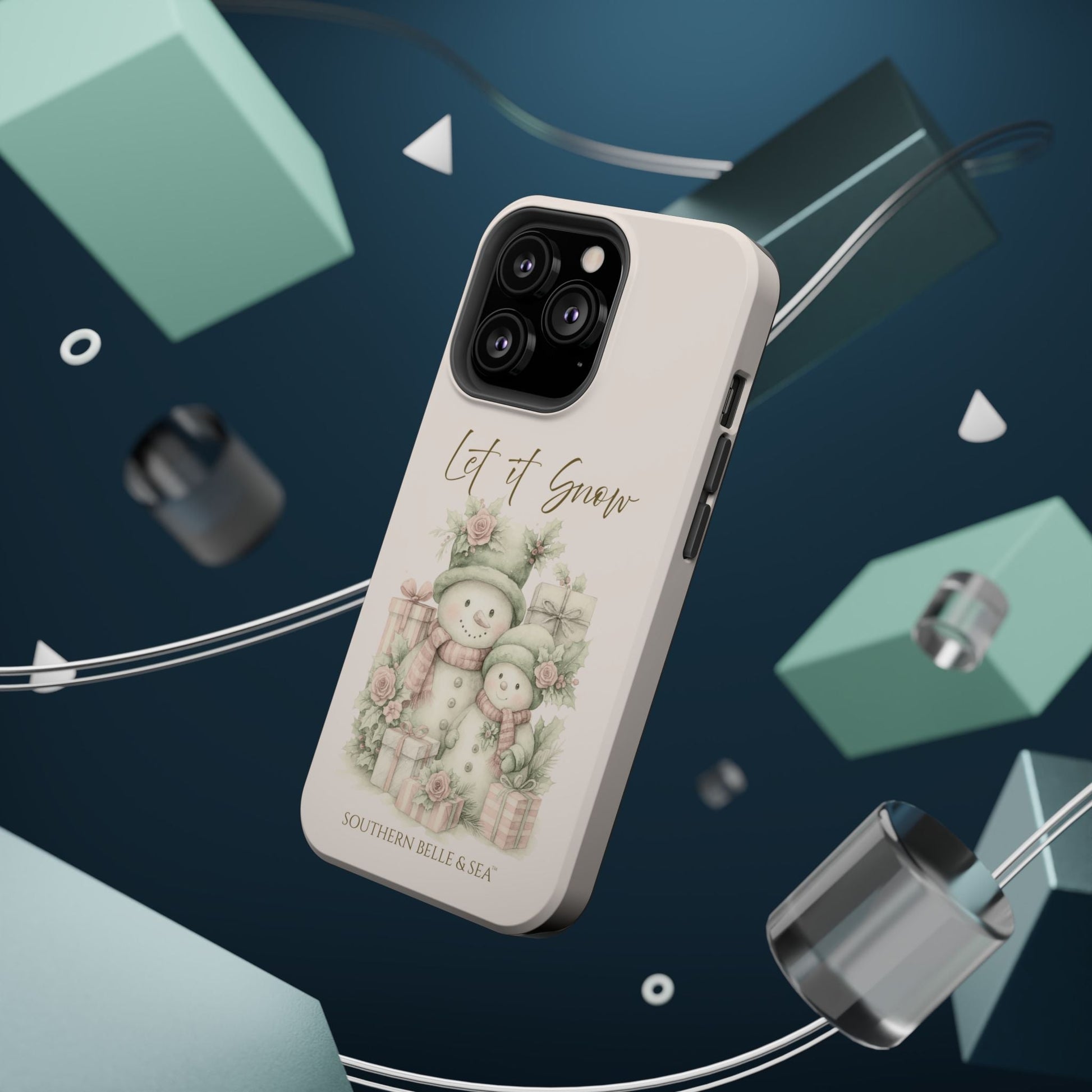 "LET IT SNOW” — Snowman Family Magnetic Tough Case | MagSafe® Compatible | Southern Belle & Sea™ - Southern Belle & Sea