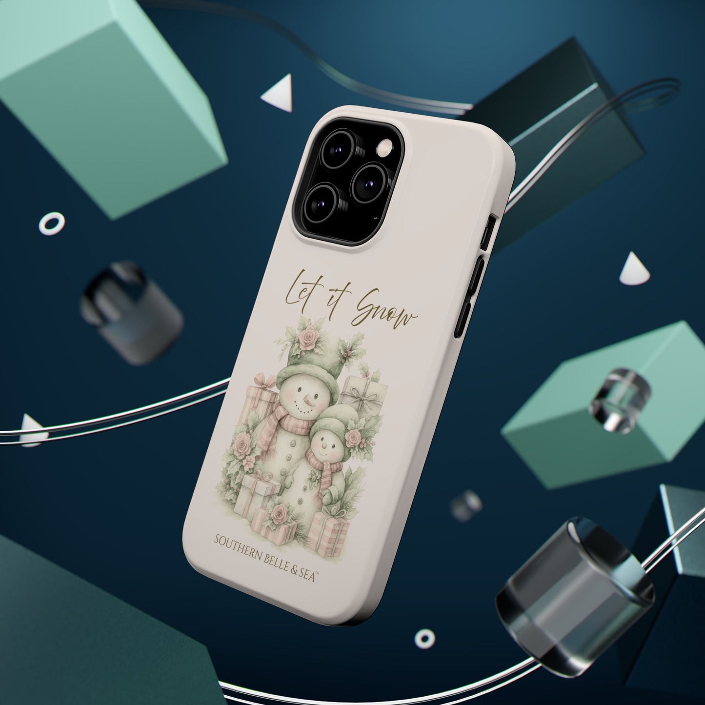 "LET IT SNOW” — Snowman Family Magnetic Tough Case | MagSafe® Compatible | Southern Belle & Sea™ - Southern Belle & Sea