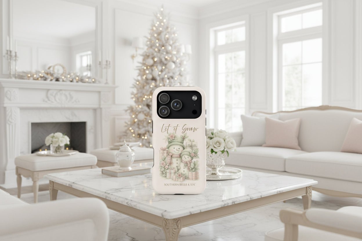 "LET IT SNOW” — Snowman Family Magnetic Tough Case | MagSafe® Compatible | Southern Belle & Sea™ - Southern Belle & Sea