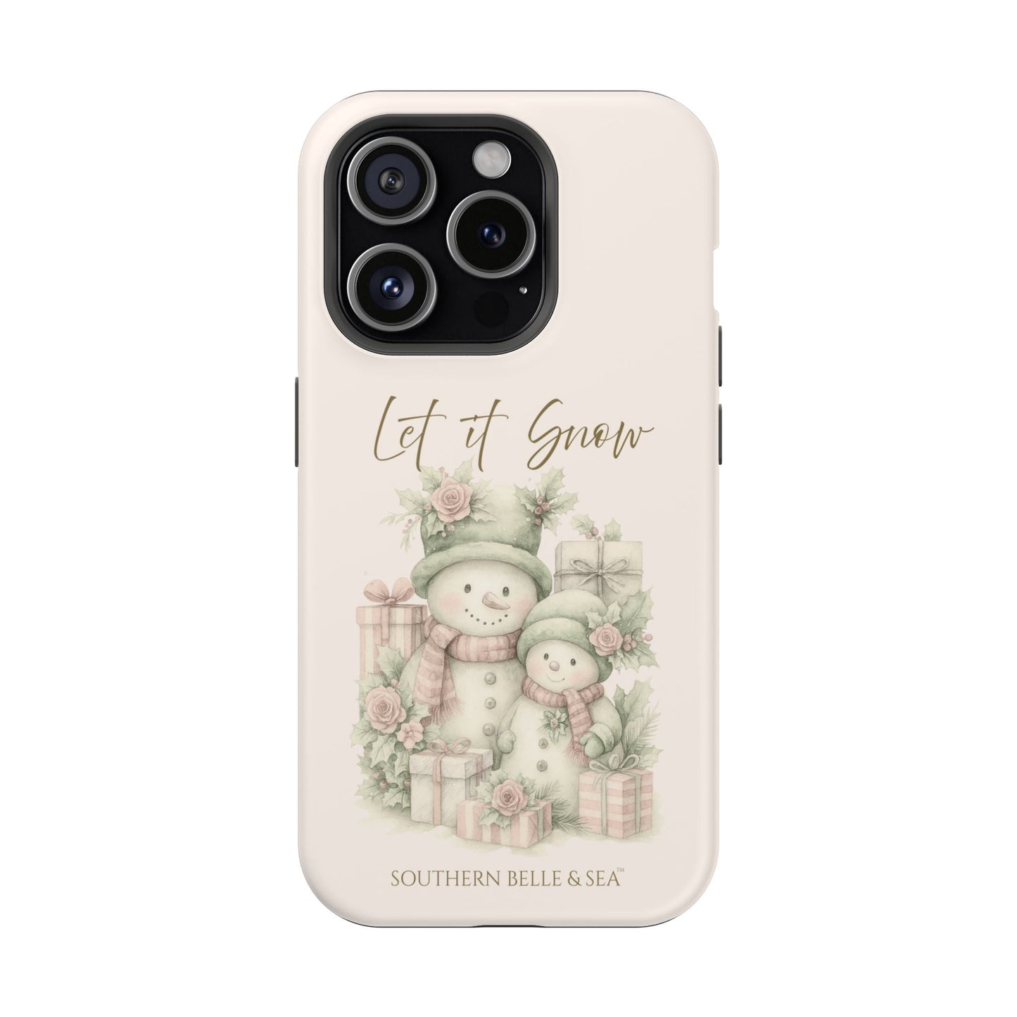 "LET IT SNOW” — Snowman Family Magnetic Tough Case | MagSafe® Compatible | Southern Belle & Sea™ - Southern Belle & Sea