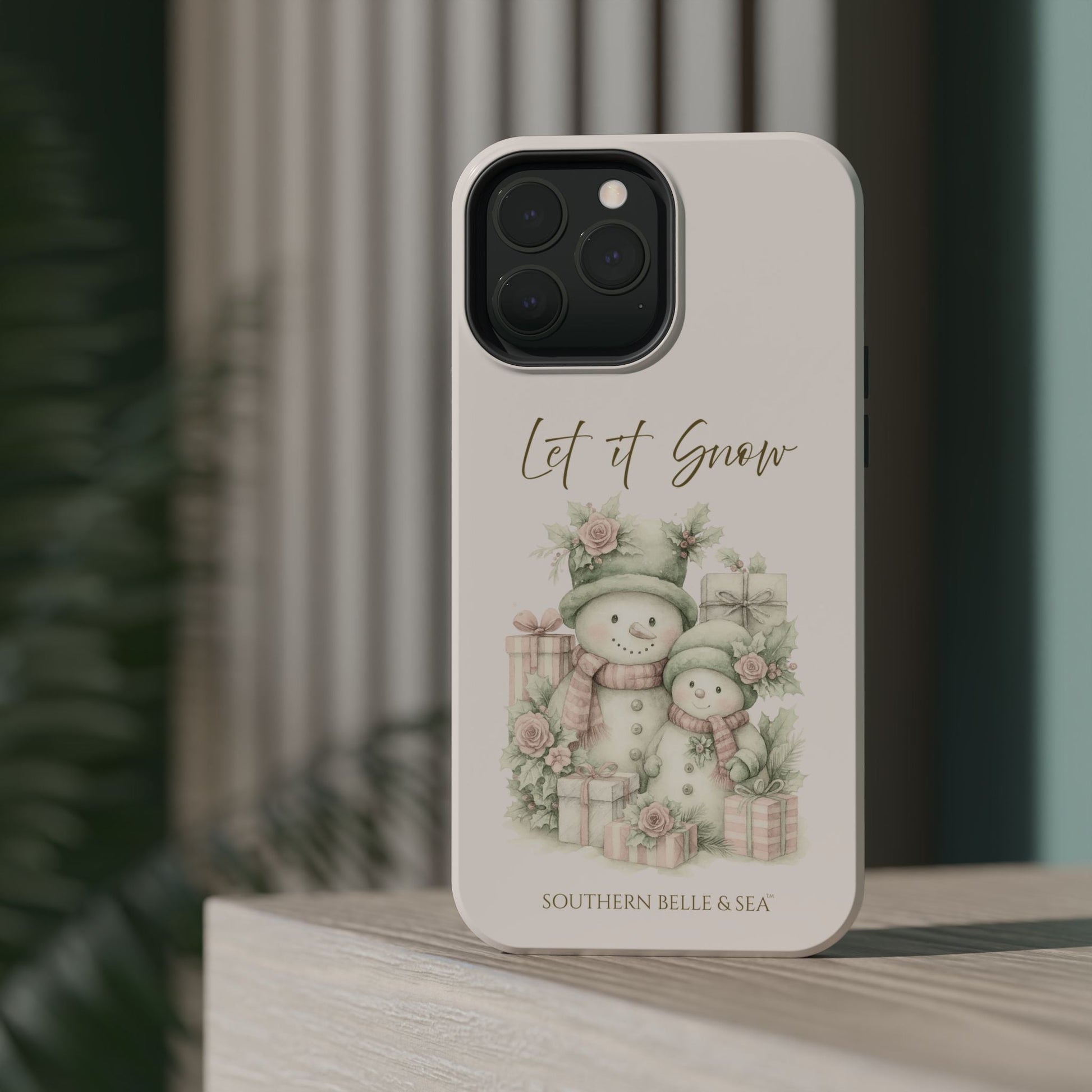"LET IT SNOW” — Snowman Family Magnetic Tough Case | MagSafe® Compatible | Southern Belle & Sea™ - Southern Belle & Sea