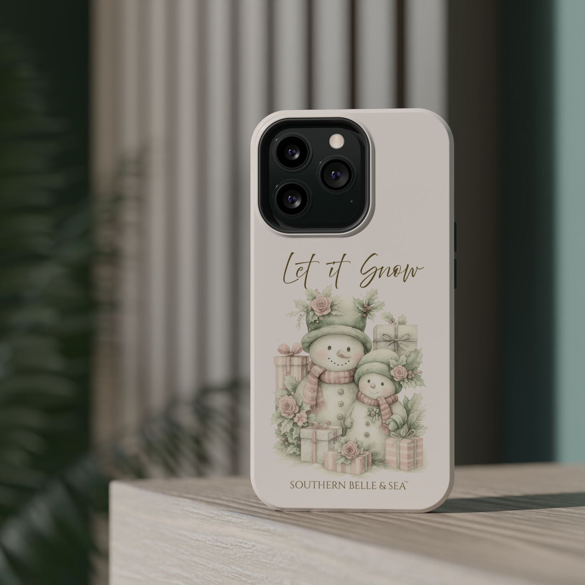 "LET IT SNOW” — Snowman Family Magnetic Tough Case | MagSafe® Compatible | Southern Belle & Sea™ - Southern Belle & Sea