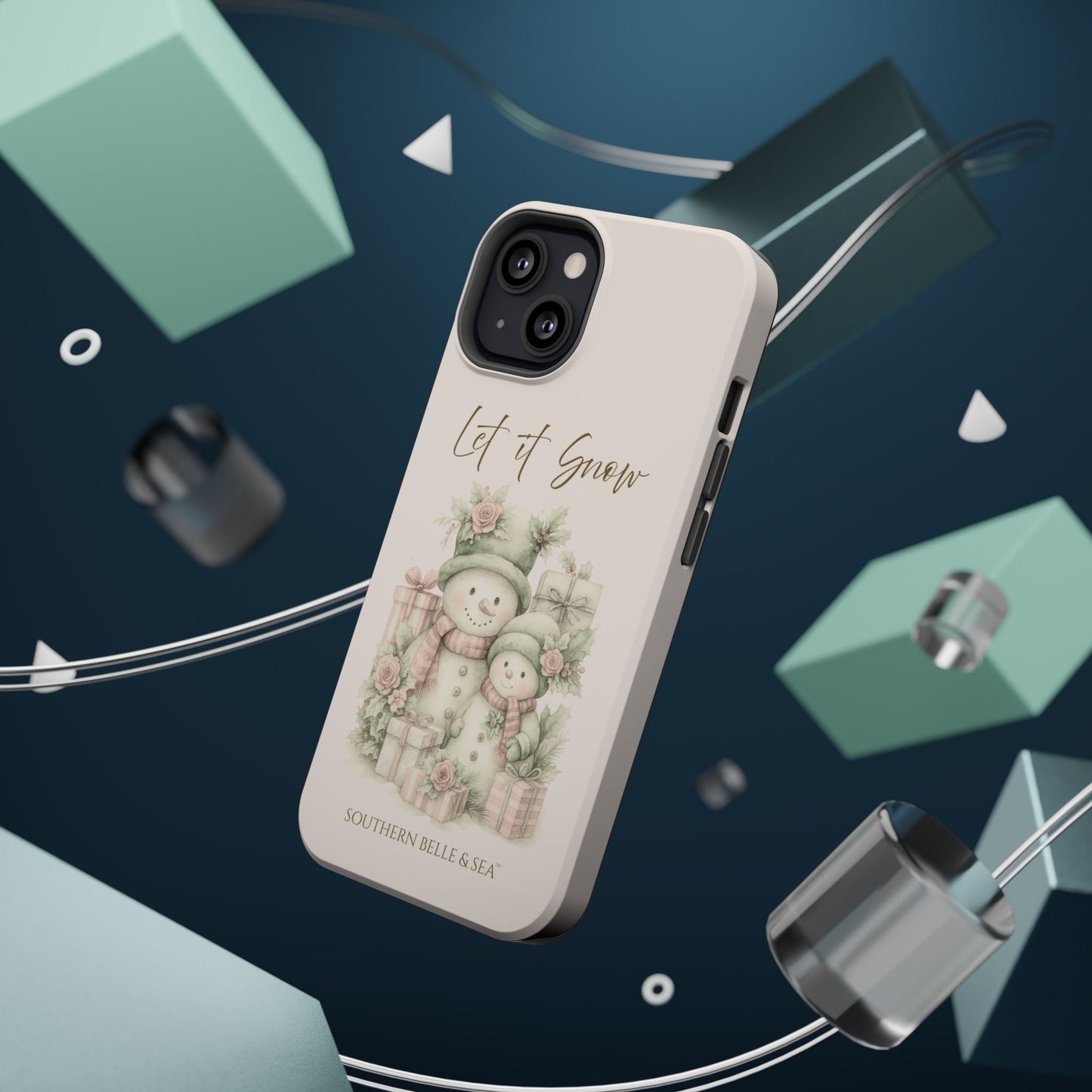"LET IT SNOW” — Snowman Family Magnetic Tough Case | MagSafe® Compatible | Southern Belle & Sea™ - Southern Belle & Sea
