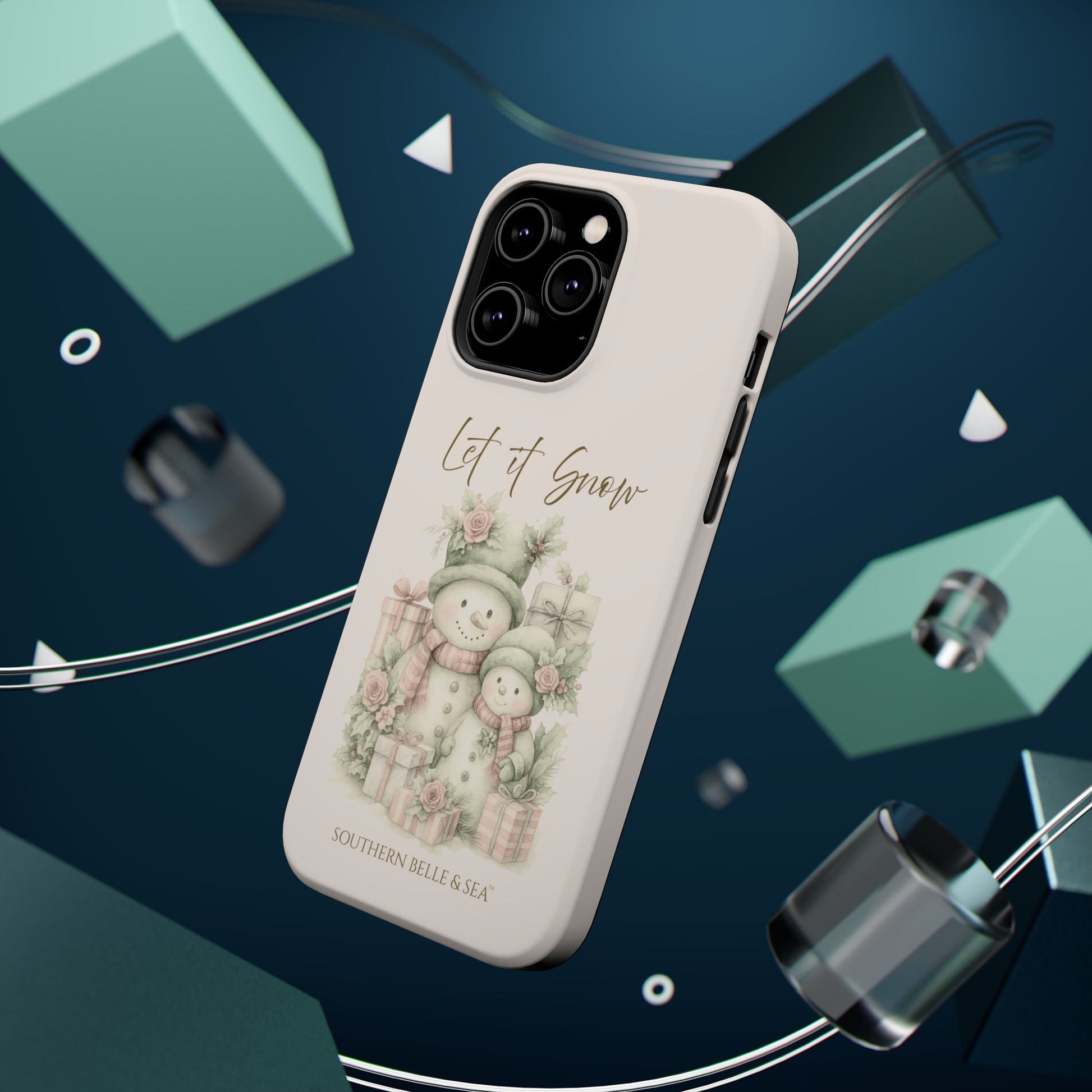 "LET IT SNOW” — Snowman Family Magnetic Tough Case | MagSafe® Compatible | Southern Belle & Sea™ - Southern Belle & Sea