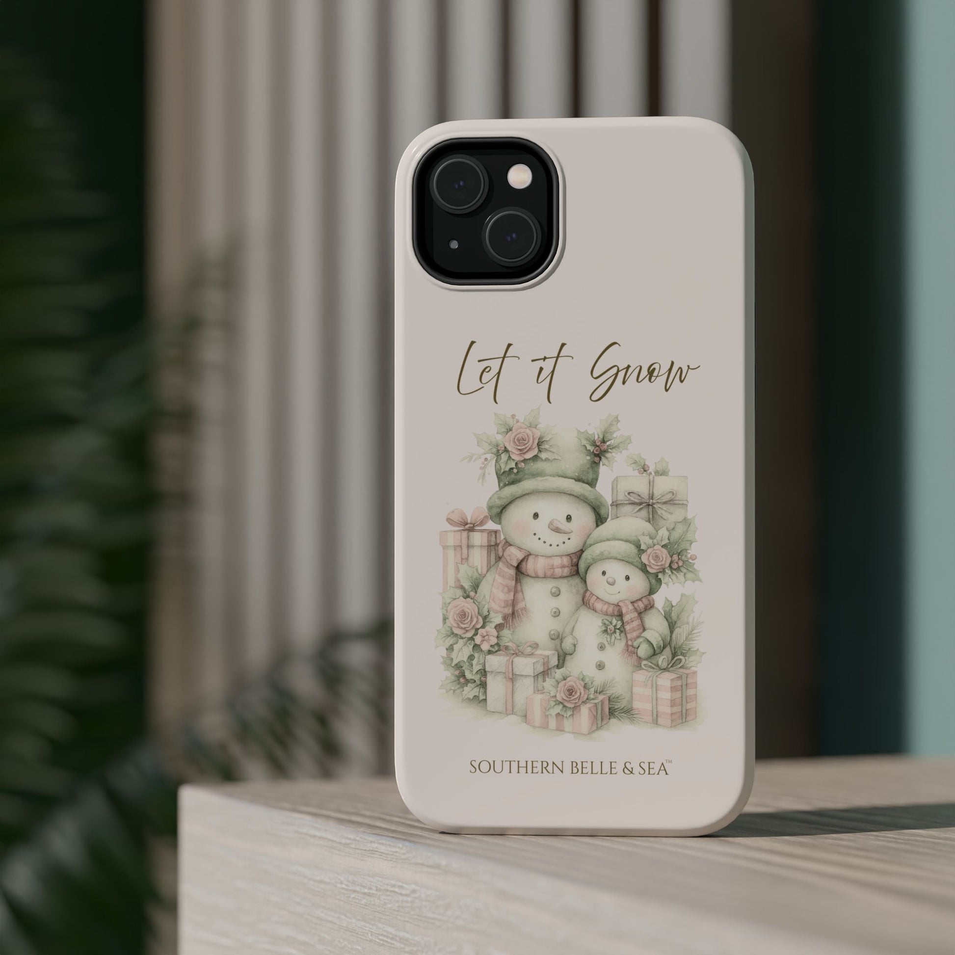 "LET IT SNOW” — Snowman Family Magnetic Tough Case | MagSafe® Compatible | Southern Belle & Sea™ - Southern Belle & Sea