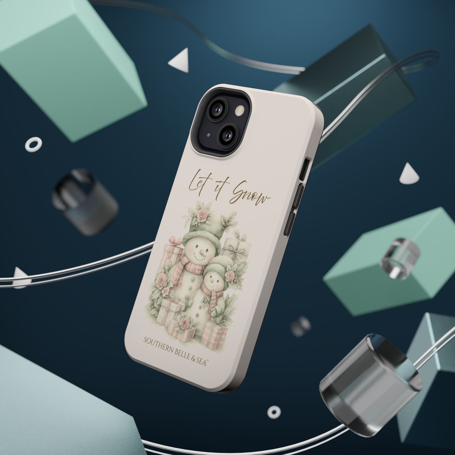 "LET IT SNOW” — Snowman Family Magnetic Tough Case | MagSafe® Compatible | Southern Belle & Sea™ - Southern Belle & Sea