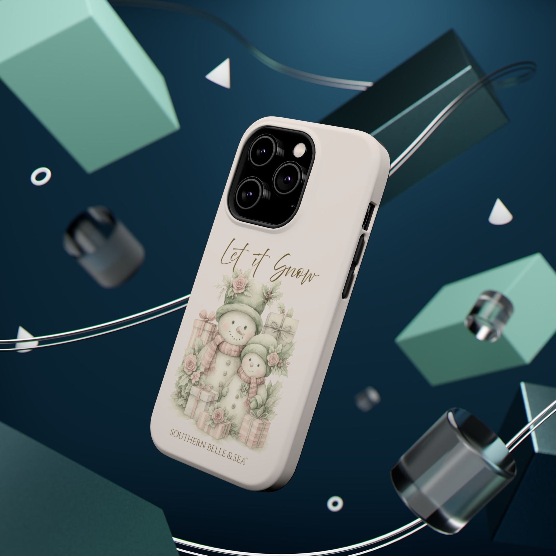 "LET IT SNOW” — Snowman Family Magnetic Tough Case | MagSafe® Compatible | Southern Belle & Sea™ - Southern Belle & Sea