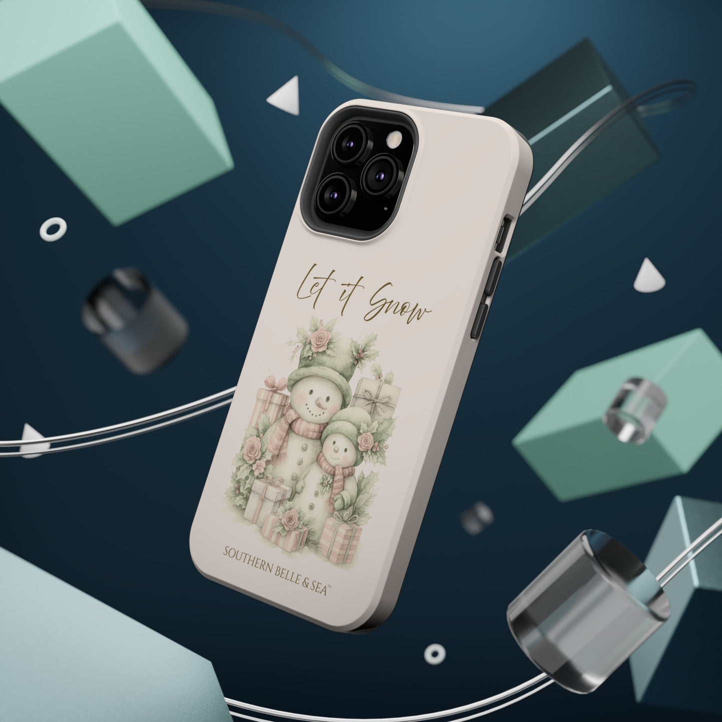 "LET IT SNOW” — Snowman Family Magnetic Tough Case | MagSafe® Compatible | Southern Belle & Sea™ - Southern Belle & Sea