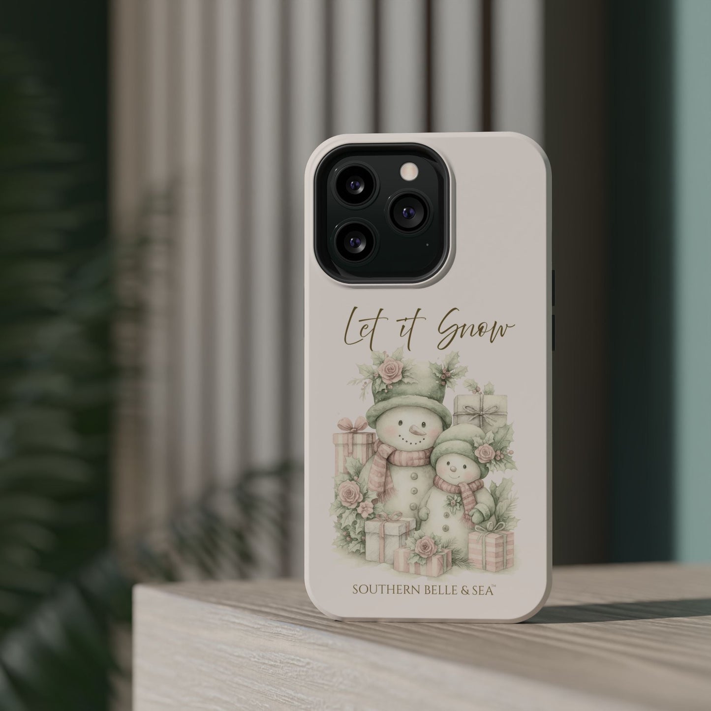 "LET IT SNOW” — Snowman Family Magnetic Tough Case | MagSafe® Compatible | Southern Belle & Sea™ - Southern Belle & Sea