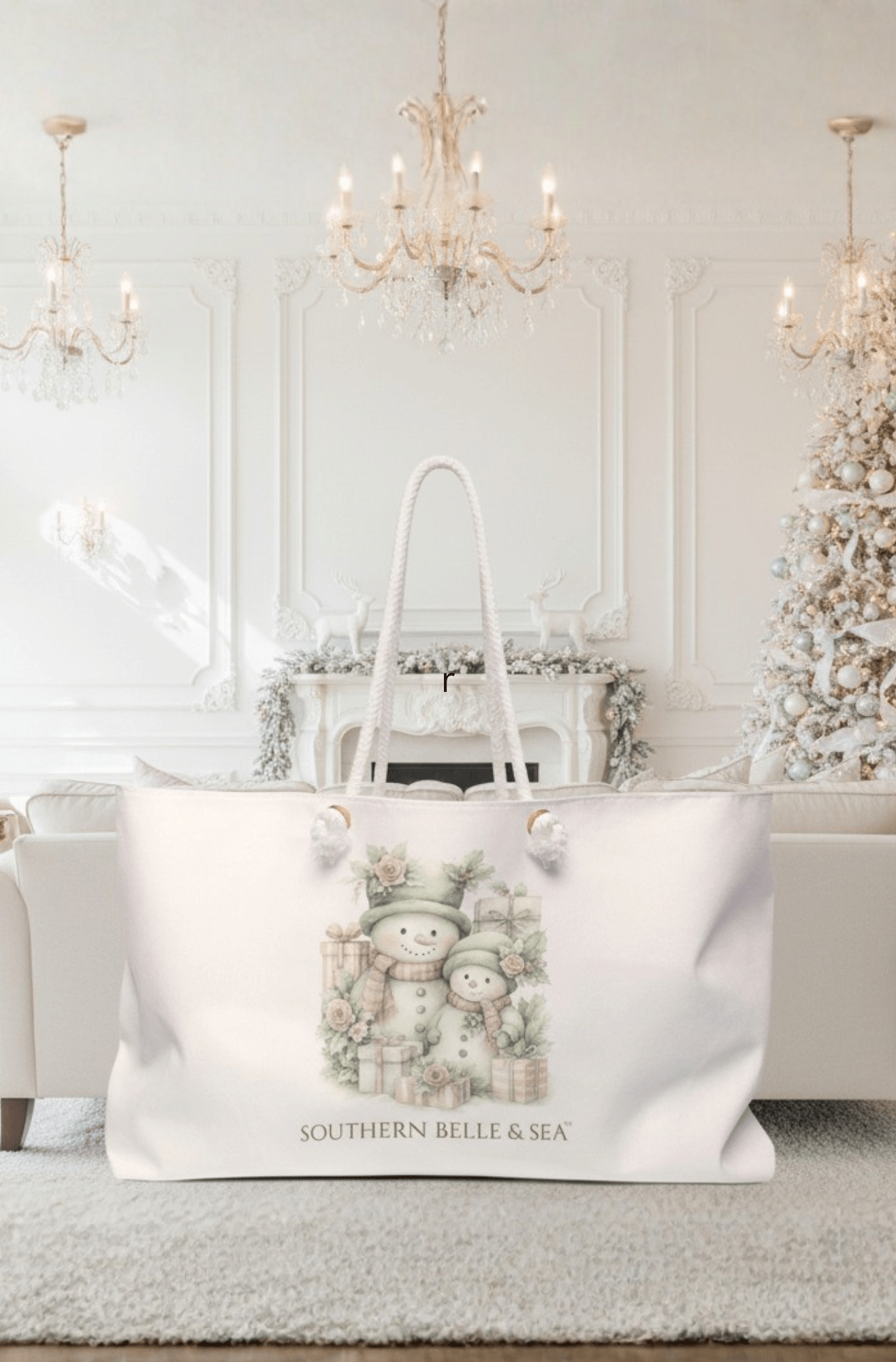 “LET IT SNOW” — Snowman Family Weekender Tote | Cozy Winter Travel Bag | Southern Belle & Sea™ - Southern Belle & Sea