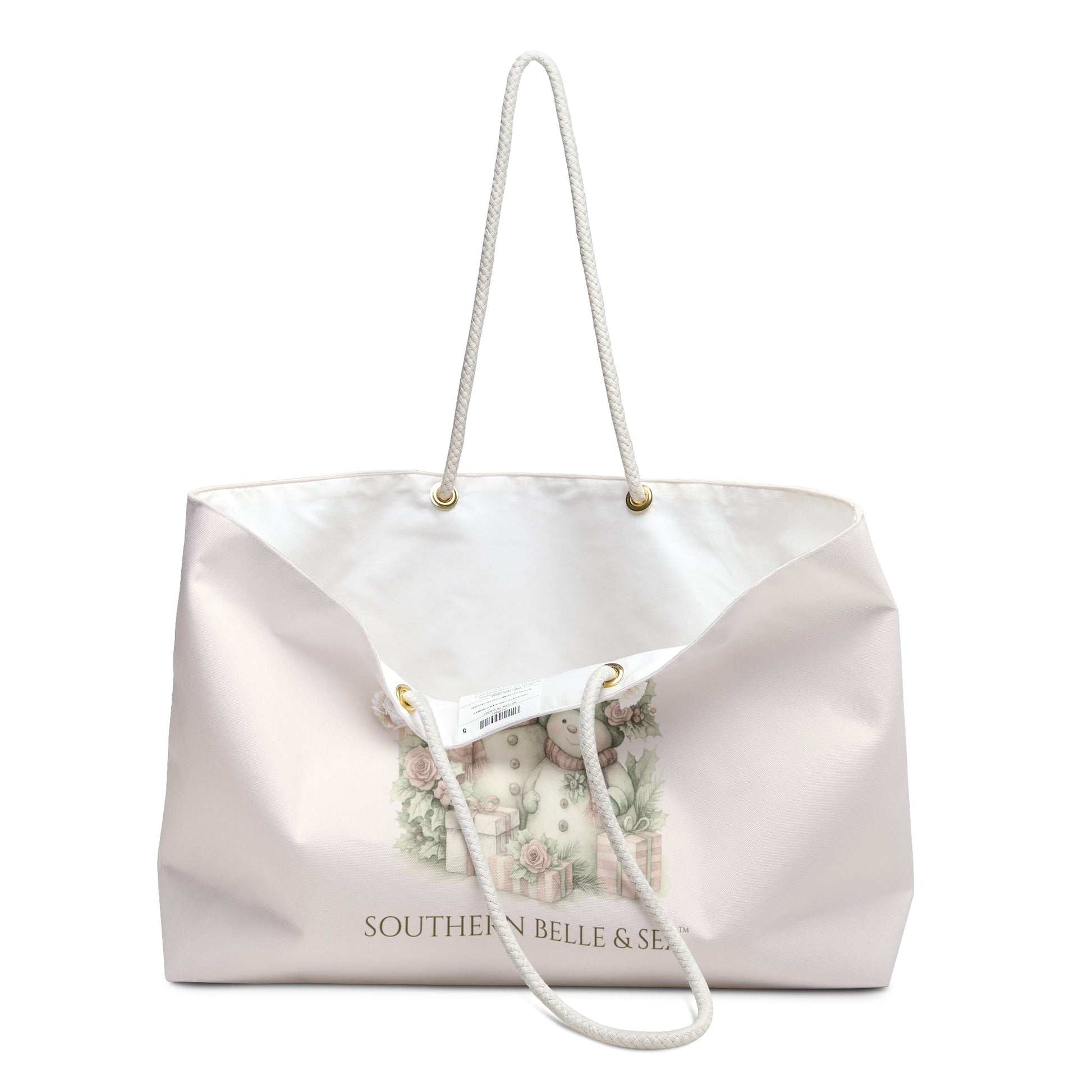 “LET IT SNOW” — Snowman Family Weekender Tote | Cozy Winter Travel Bag | Southern Belle & Sea™ - Southern Belle & Sea