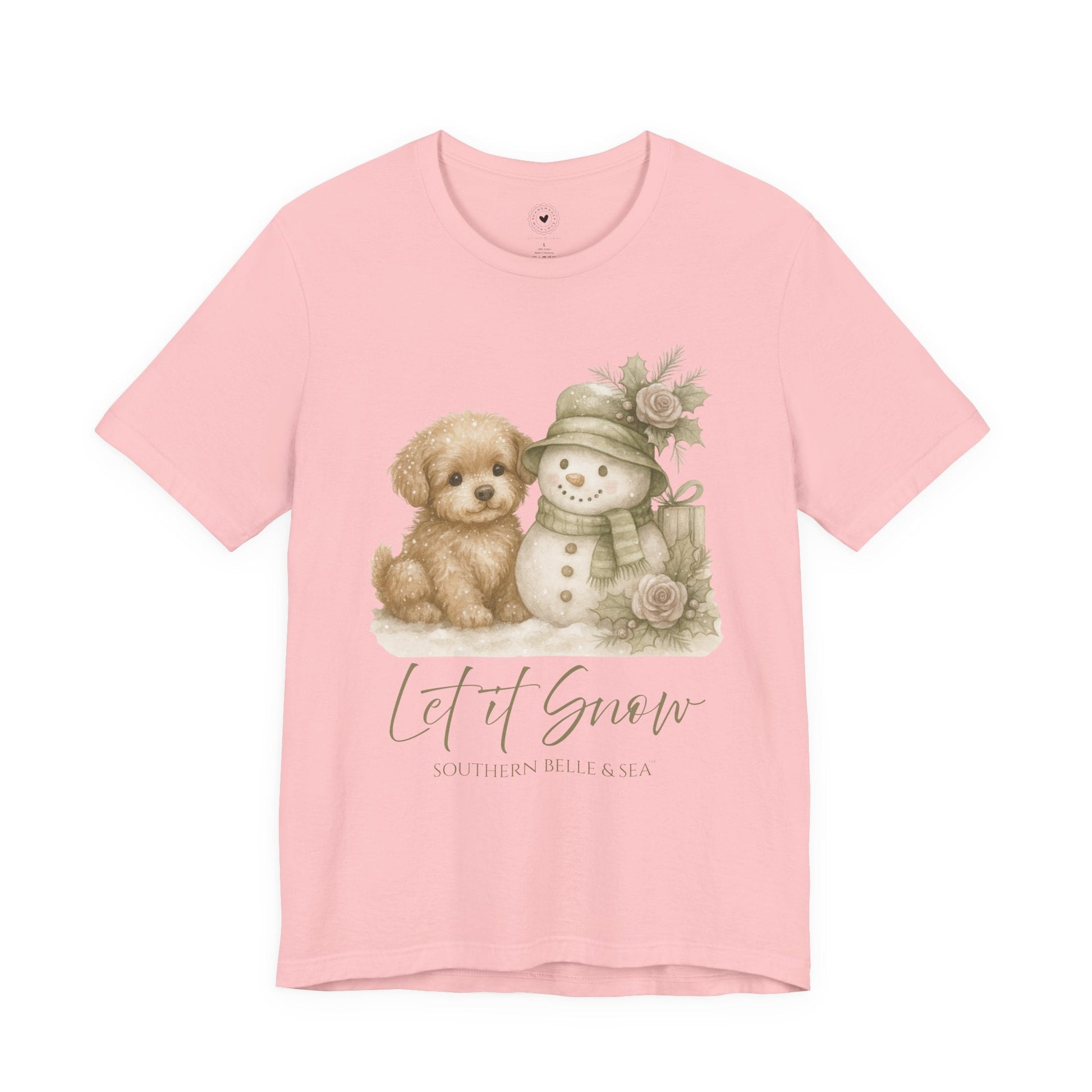 “Let It Snow” Tee (White) — Snowman & Puppy | Southern Belle & Sea™ - Southern Belle & Sea