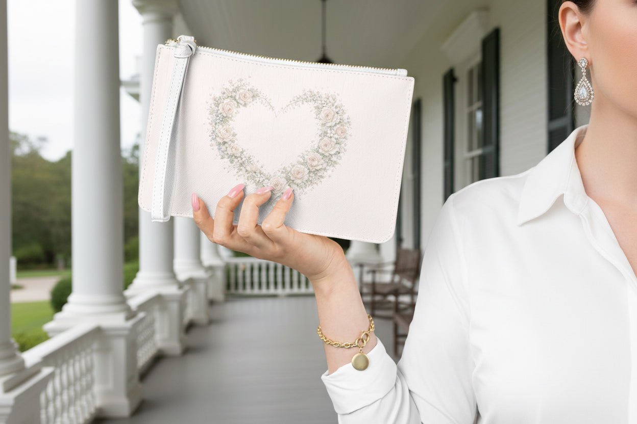Let Love Lead Floral Heart Clutch — Romantic Rose Wristlet | Southern Belle & Sea™ - Southern Belle & Sea