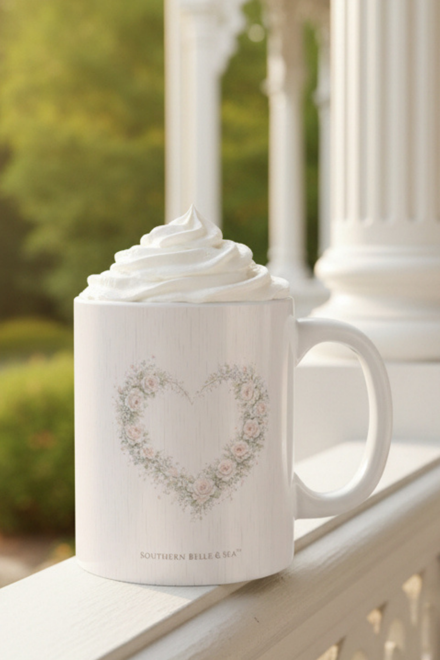 Let Love Lead Floral Heart Mug — Romantic Rose Coffee Cup | Southern Belle & Sea™ - Southern Belle & Sea