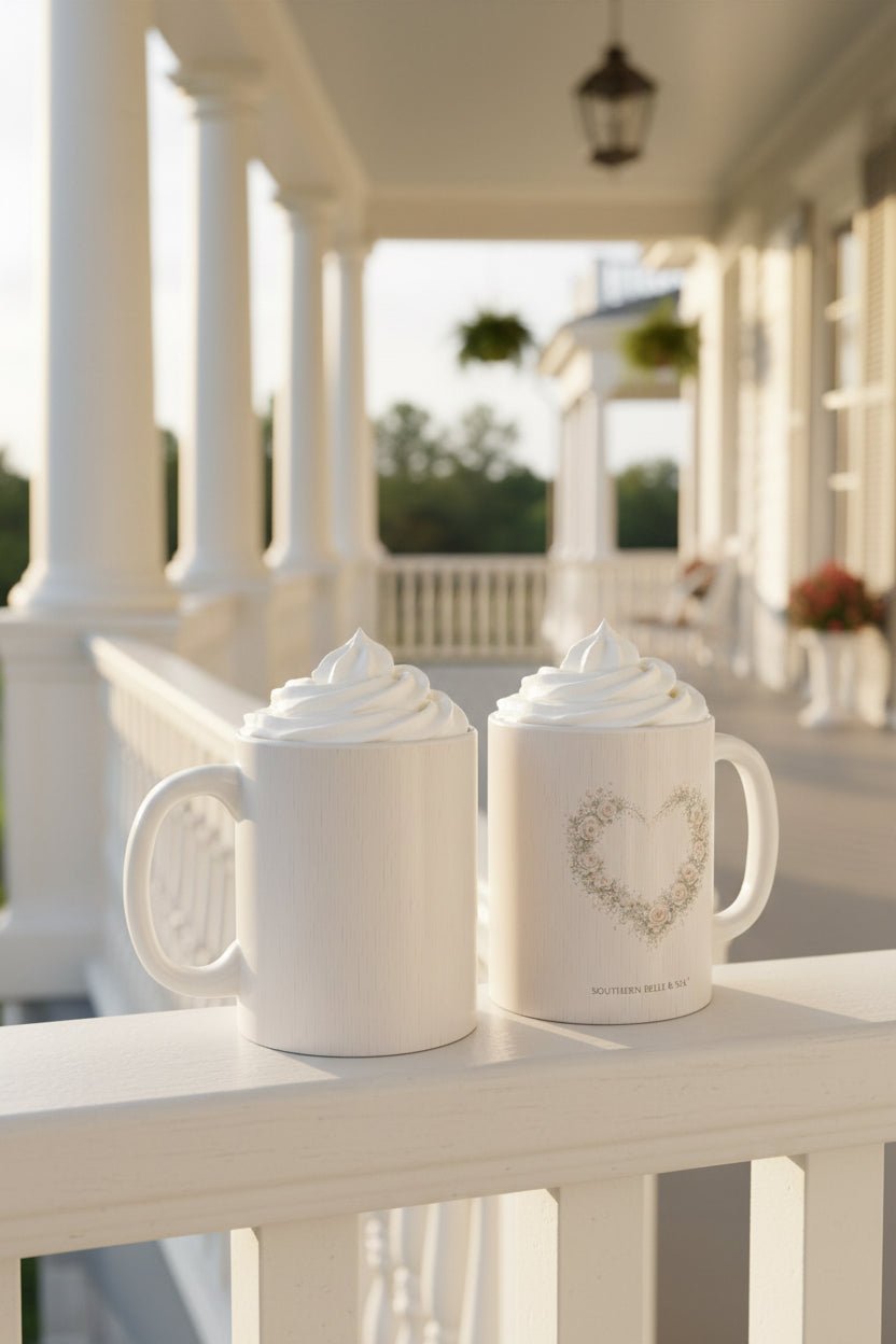 Let Love Lead Floral Heart Mug — Romantic Rose Coffee Cup | Southern Belle & Sea™ - Southern Belle & Sea