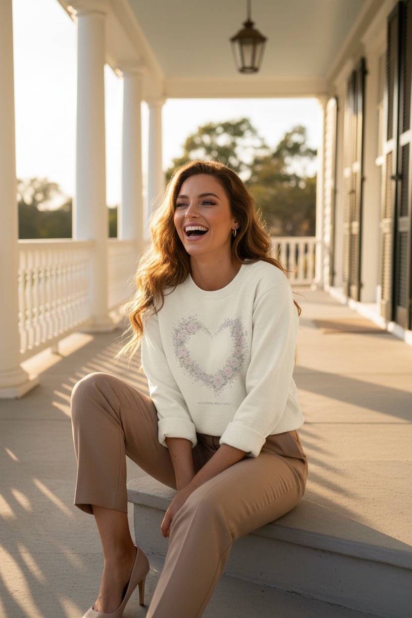 Let Love Lead Floral Heart Sweatshirt — Parchment Edition | Southern Belle & Sea™ - Southern Belle & Sea