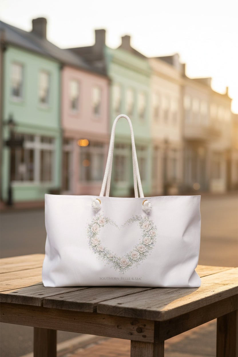 Let Love Lead Floral Heart Weekender Bag | Southern Belle & Sea™ - Southern Belle & Sea
