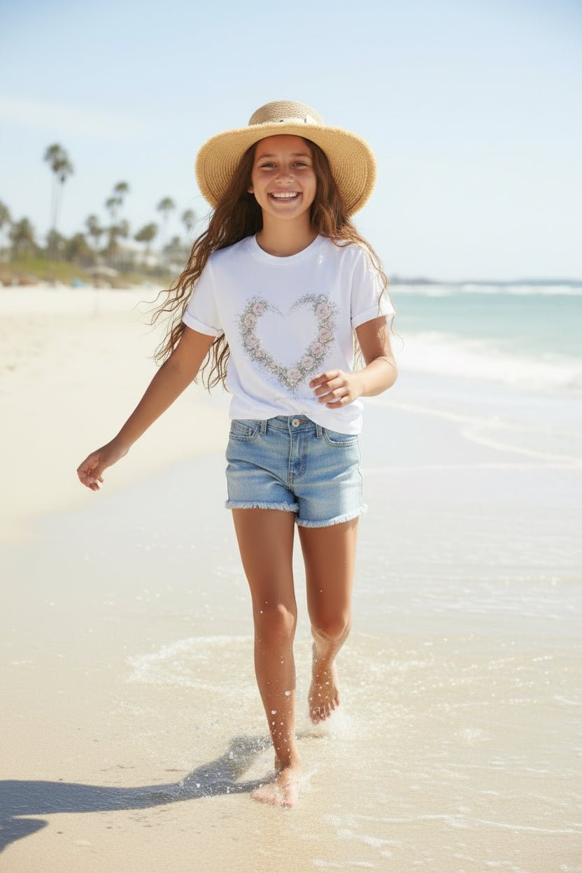 Let Love Lead Floral Heart Youth Tee | Southern Belle & Sea™ - Southern Belle & Sea
