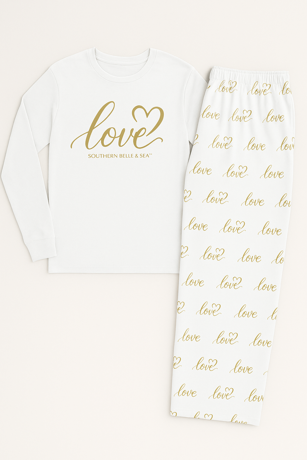 LOVE Gold Foil Heart Pajama Pants — Cozy Loungewear Collection | Southern Belle & Sea™ - Southern Belle & Sea
