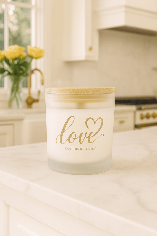 LOVE Heart Frosted Glass Candle — Faith & Grace Series | Southern Belle & Sea™ - Southern Belle & Sea