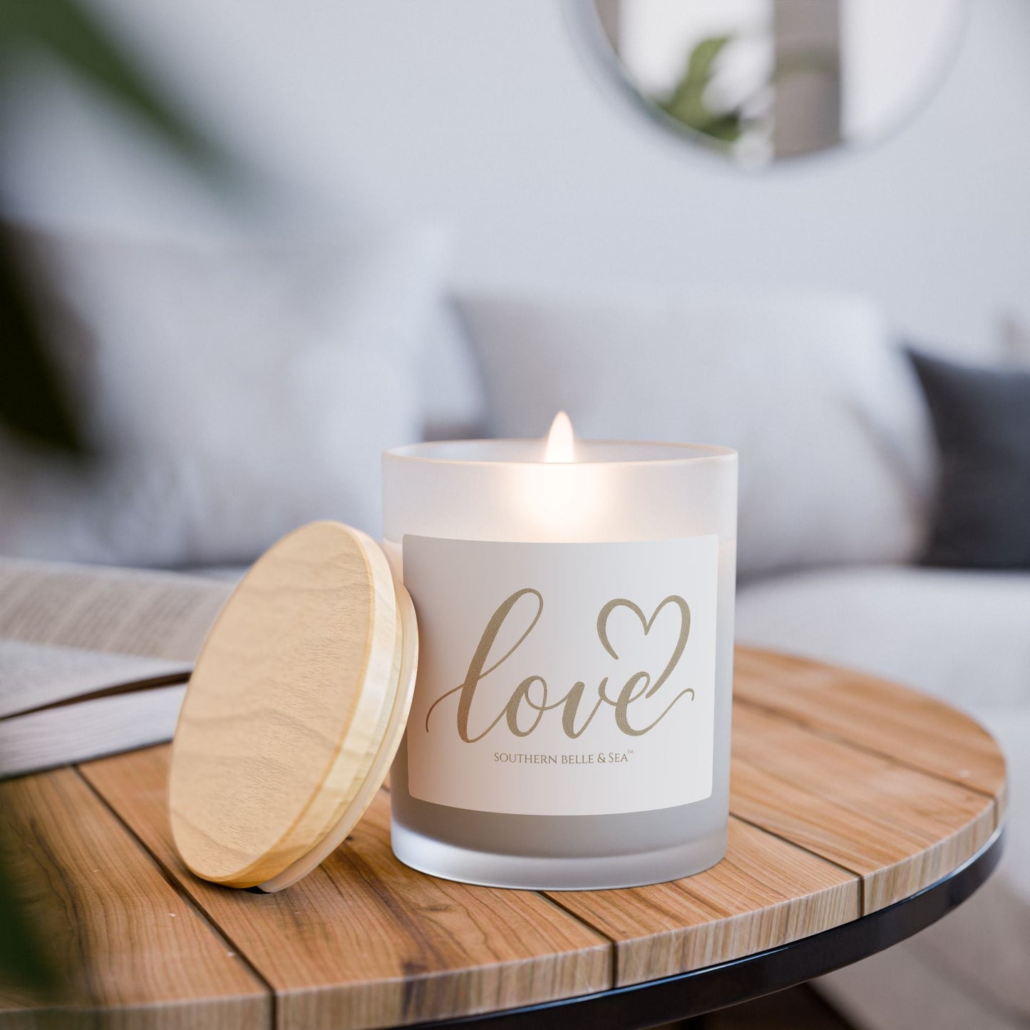 LOVE Heart Frosted Glass Candle — Faith & Grace Series | Southern Belle & Sea™ - Southern Belle & Sea