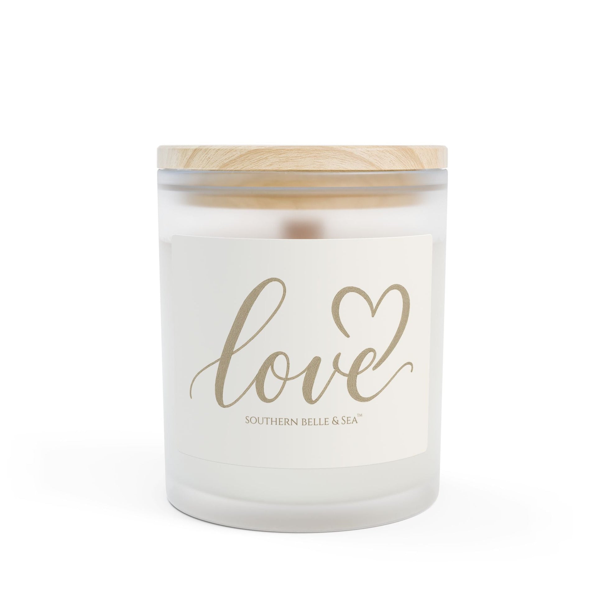 LOVE Heart Frosted Glass Candle — Faith & Grace Series | Southern Belle & Sea™ - Southern Belle & Sea