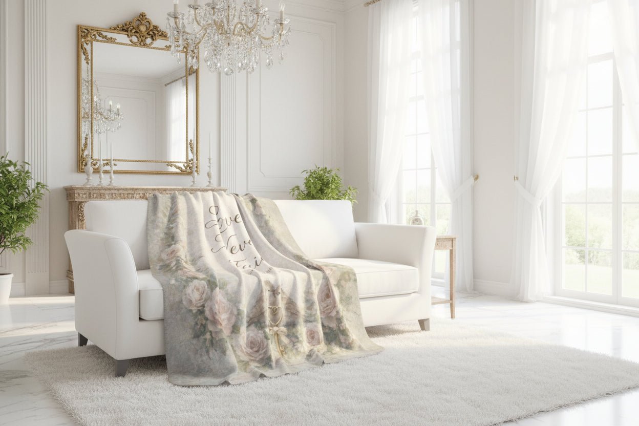 Love Never Fails Sherpa Blanket — 1 Corinthians 13:8 | Southern Belle & Sea™ - Southern Belle & Sea