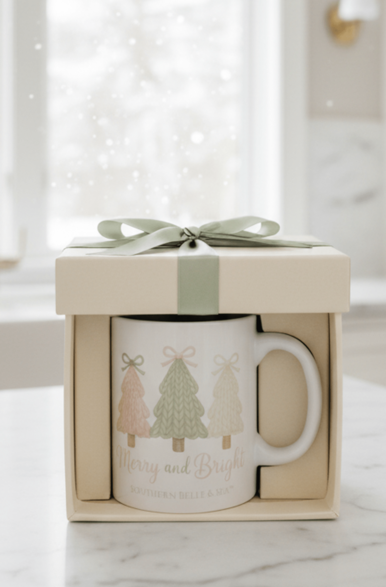 Merry and Bright Knitted Christmas Tree Mug (11oz) — Cozy™ Holiday Collection | Southern Belle & Sea™ - Southern Belle & Sea