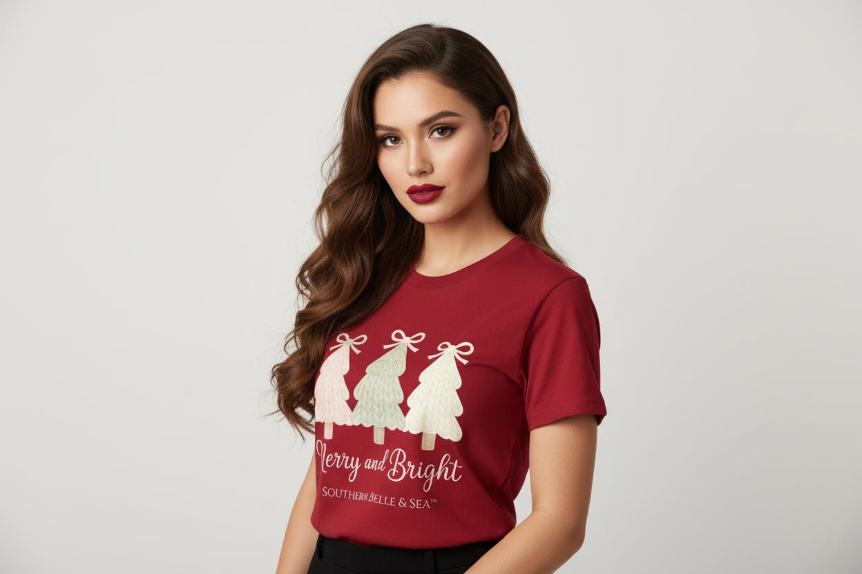 Merry & Bright Knitted Christmas Tree Shirt | Southern Belle & Sea™ - Southern Belle & Sea