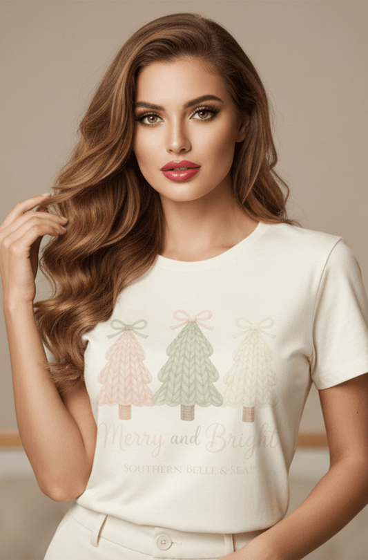 Merry & Bright Knitted Christmas Tree Shirt | Southern Belle & Sea™ - Southern Belle & Sea