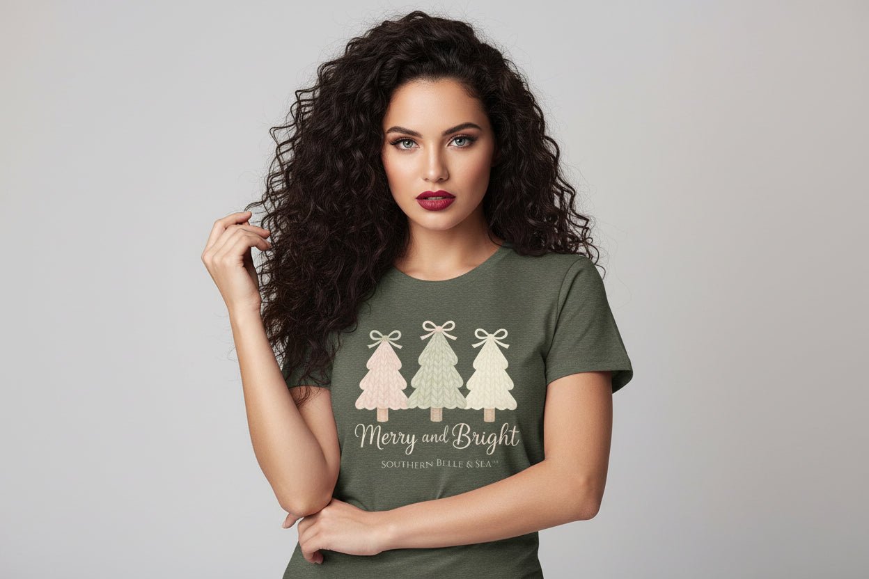 Merry & Bright Knitted Christmas Tree Shirt | Southern Belle & Sea™ - Southern Belle & Sea