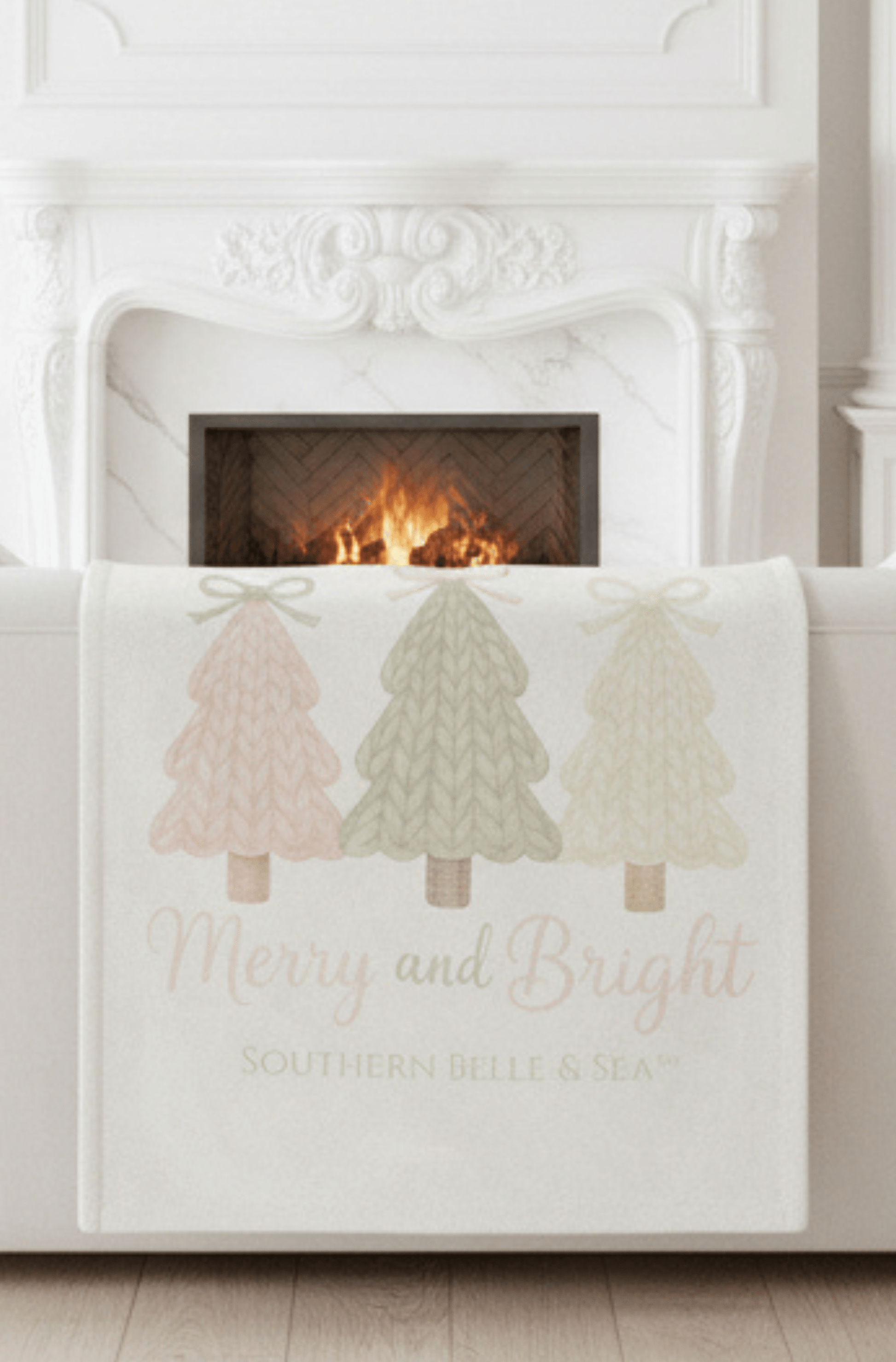 Merry & Bright Knitted Christmas Trees Minky Blanket | Southern Belle & Sea™ - Southern Belle & Sea