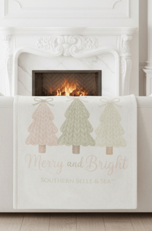 Merry & Bright Knitted Christmas Trees Minky Blanket | Southern Belle & Sea™ - Southern Belle & Sea