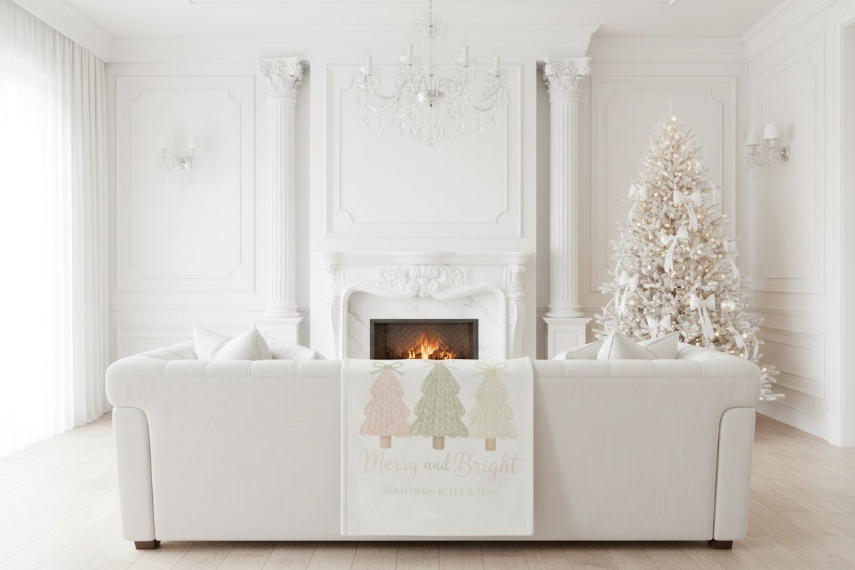 Merry & Bright Knitted Christmas Trees Minky Blanket | Southern Belle & Sea™ - Southern Belle & Sea