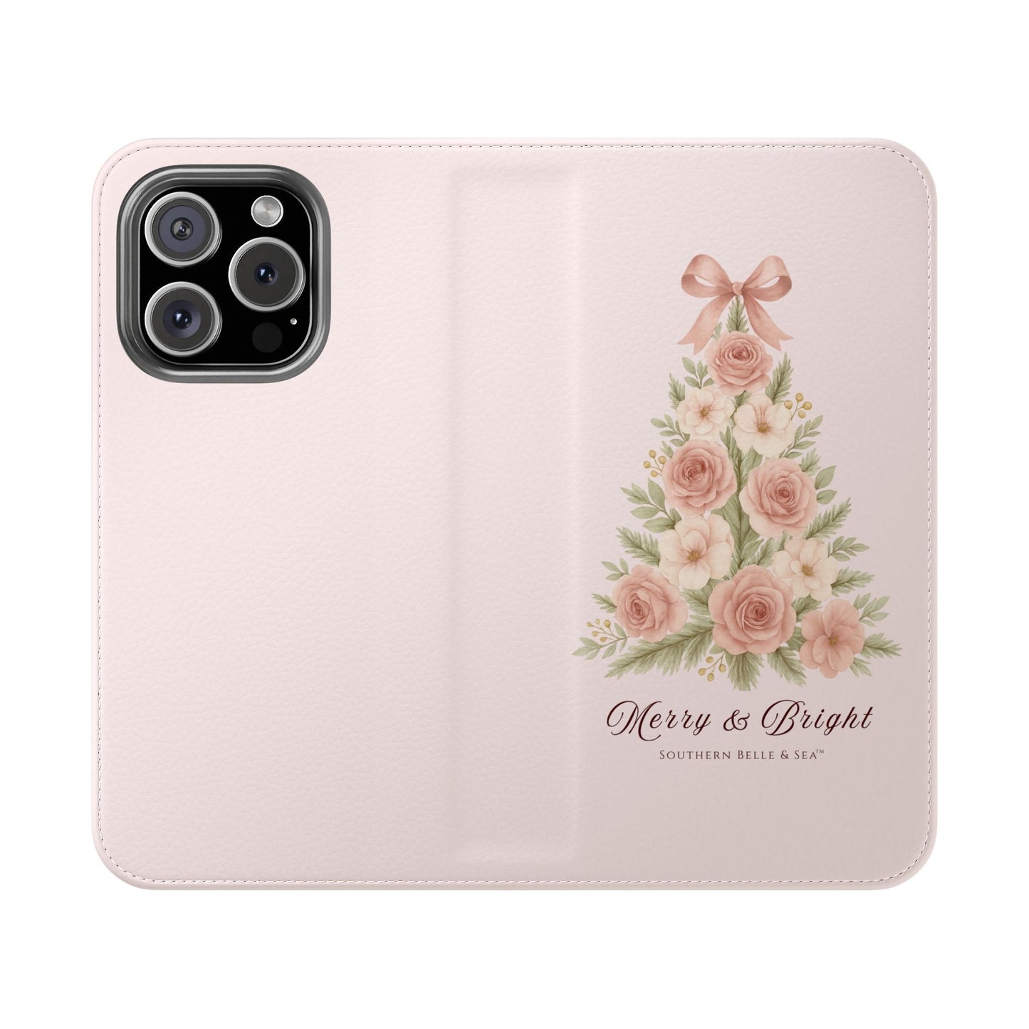 Merry & Bright — Pink Christmas Tree Flip Wallet Phone Case | Southern Belle & Sea™ - Southern Belle & Sea