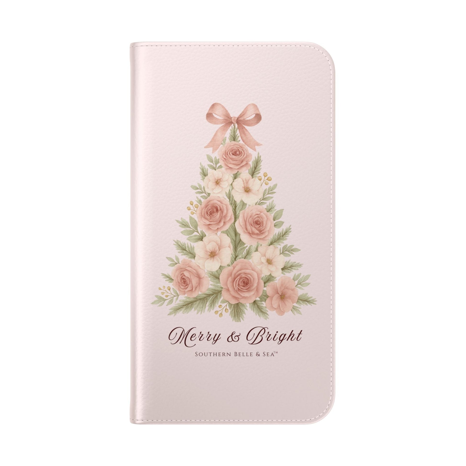 Merry & Bright — Pink Christmas Tree Flip Wallet Phone Case | Southern Belle & Sea™ - Southern Belle & Sea