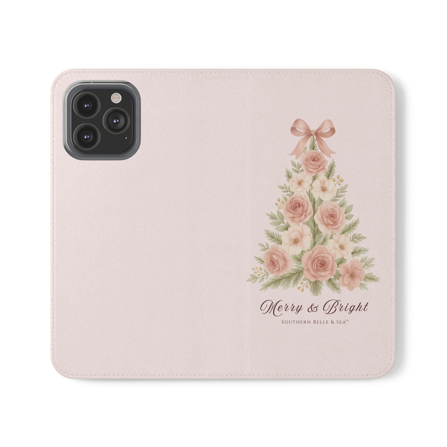 Merry & Bright — Pink Christmas Tree Flip Wallet Phone Case | Southern Belle & Sea™ - Southern Belle & Sea