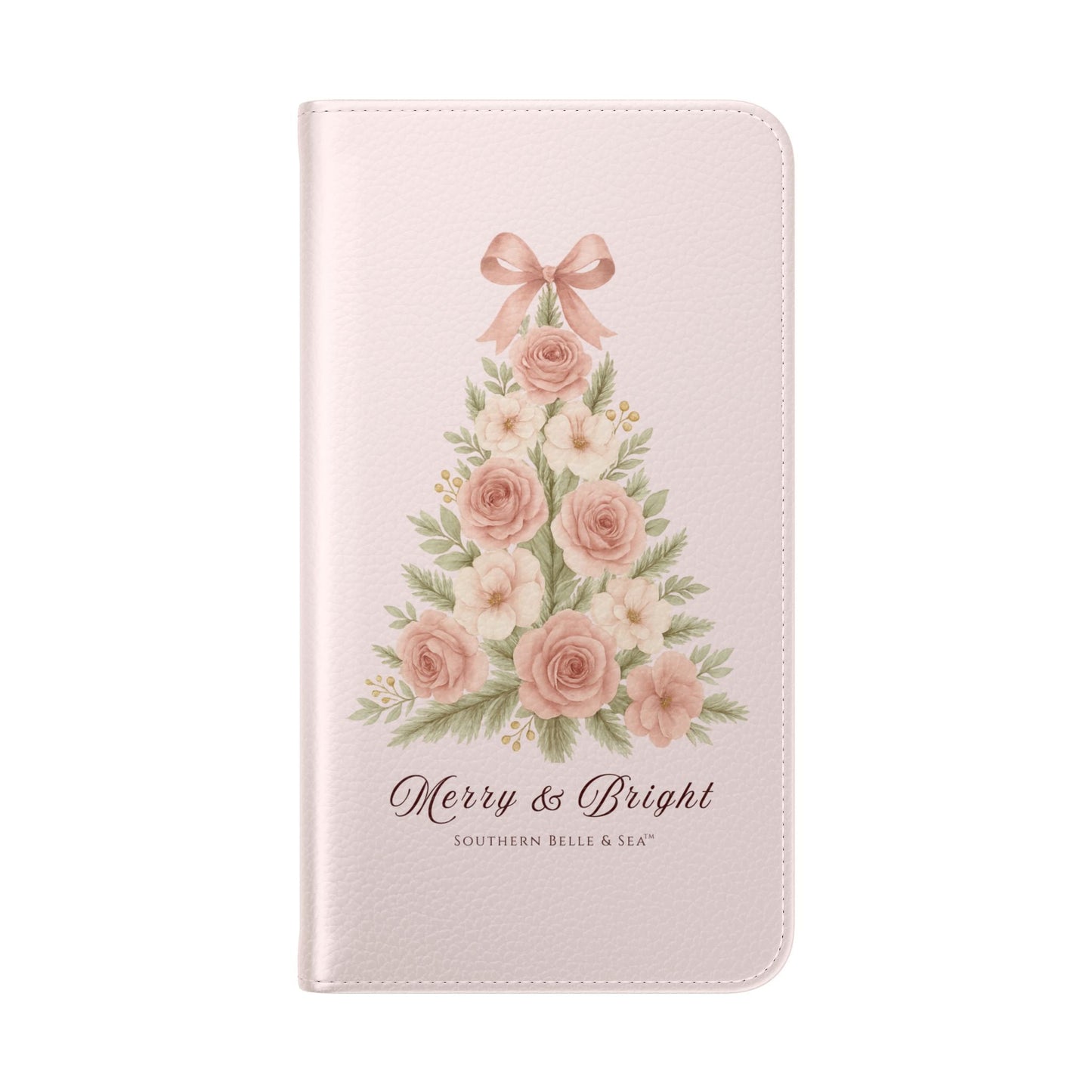 Merry & Bright — Pink Christmas Tree Flip Wallet Phone Case | Southern Belle & Sea™ - Southern Belle & Sea