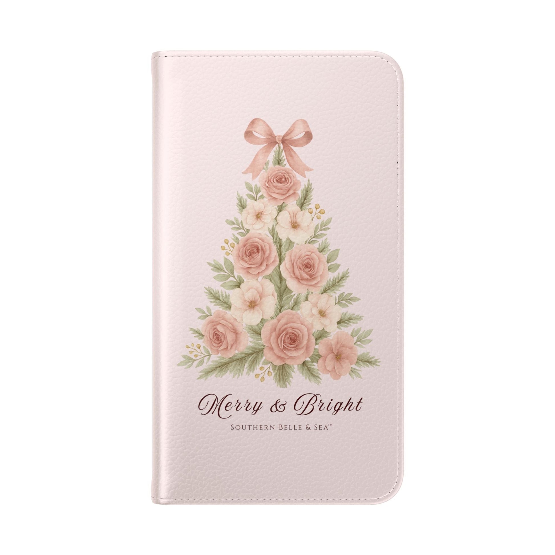 Merry & Bright — Pink Christmas Tree Flip Wallet Phone Case | Southern Belle & Sea™ - Southern Belle & Sea