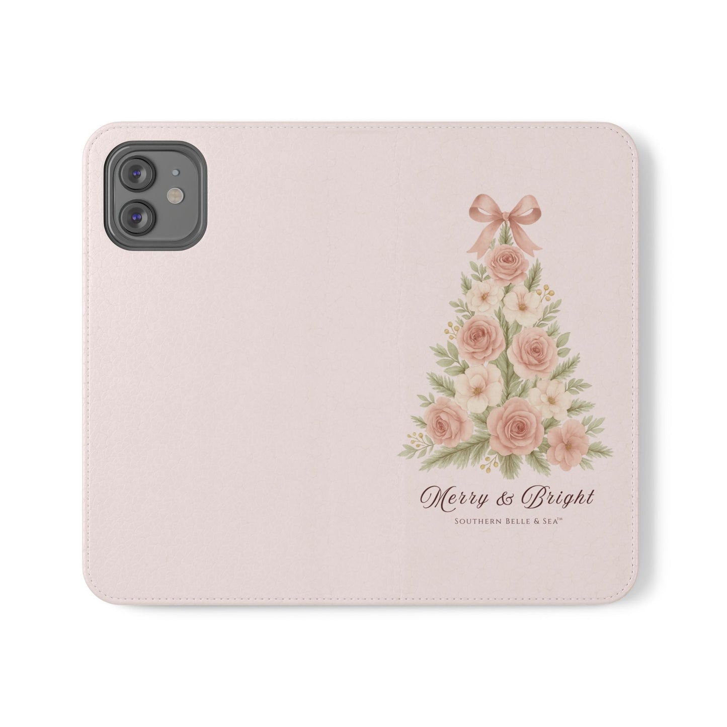 Merry & Bright — Pink Christmas Tree Flip Wallet Phone Case | Southern Belle & Sea™ - Southern Belle & Sea