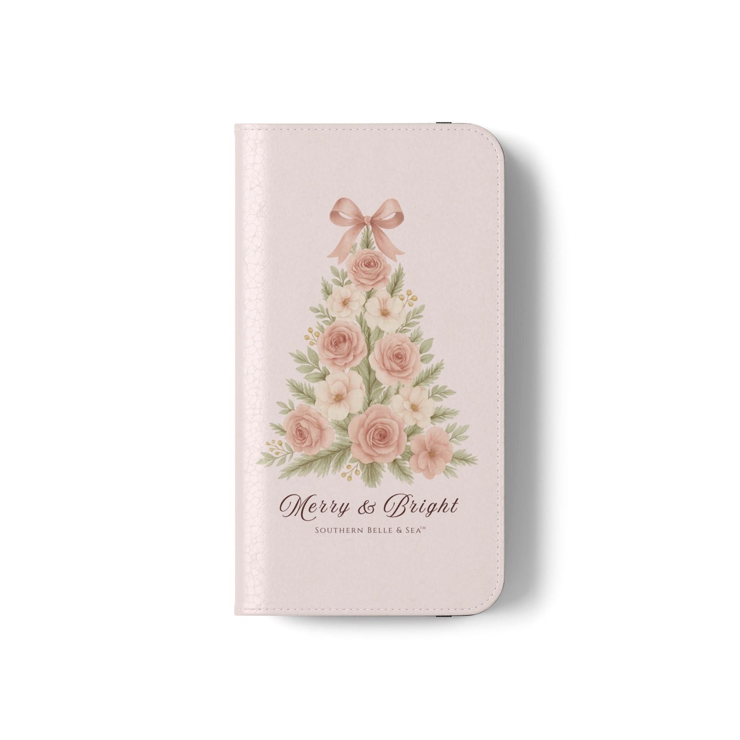 Merry & Bright — Pink Christmas Tree Flip Wallet Phone Case | Southern Belle & Sea™ - Southern Belle & Sea