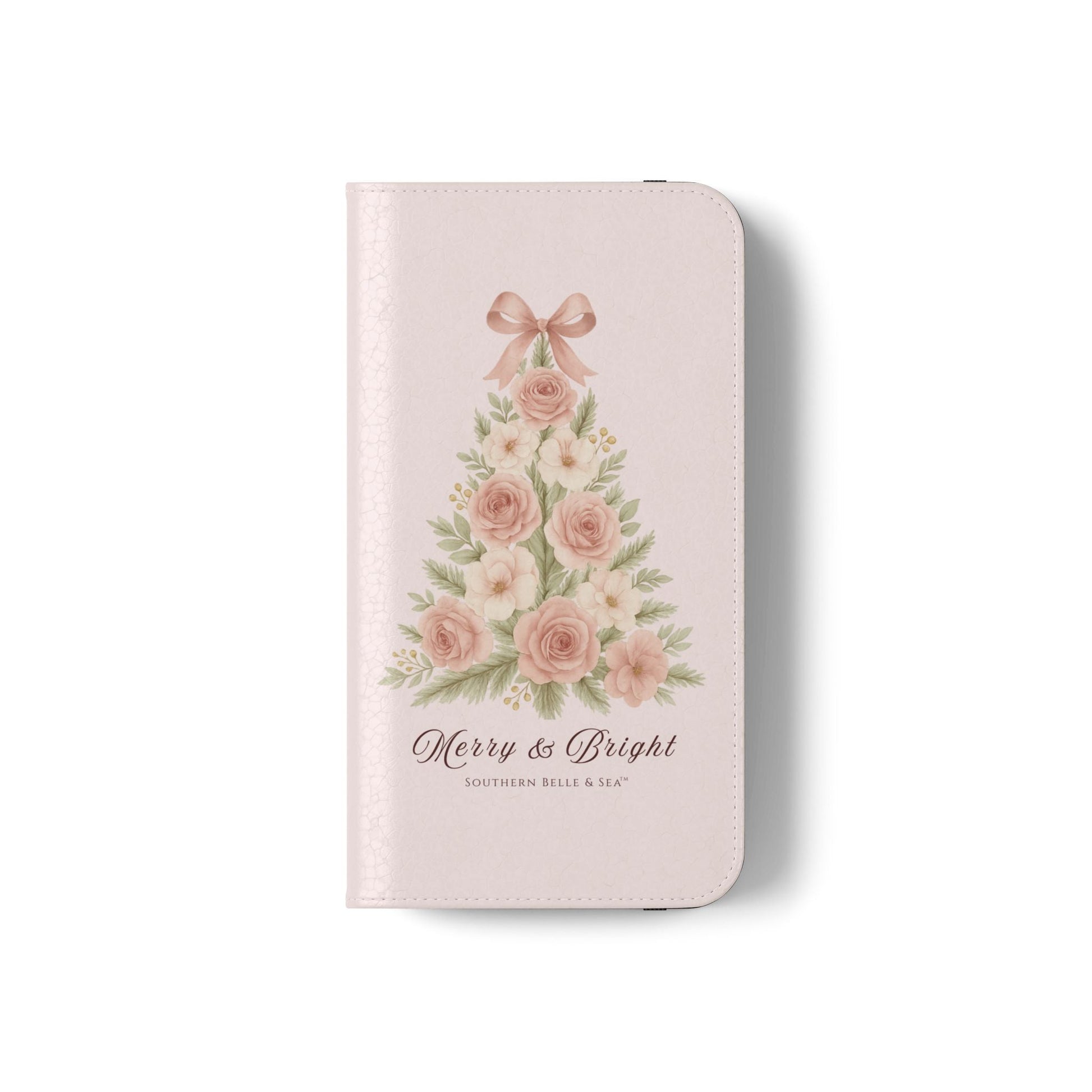 Merry & Bright — Pink Christmas Tree Flip Wallet Phone Case | Southern Belle & Sea™ - Southern Belle & Sea