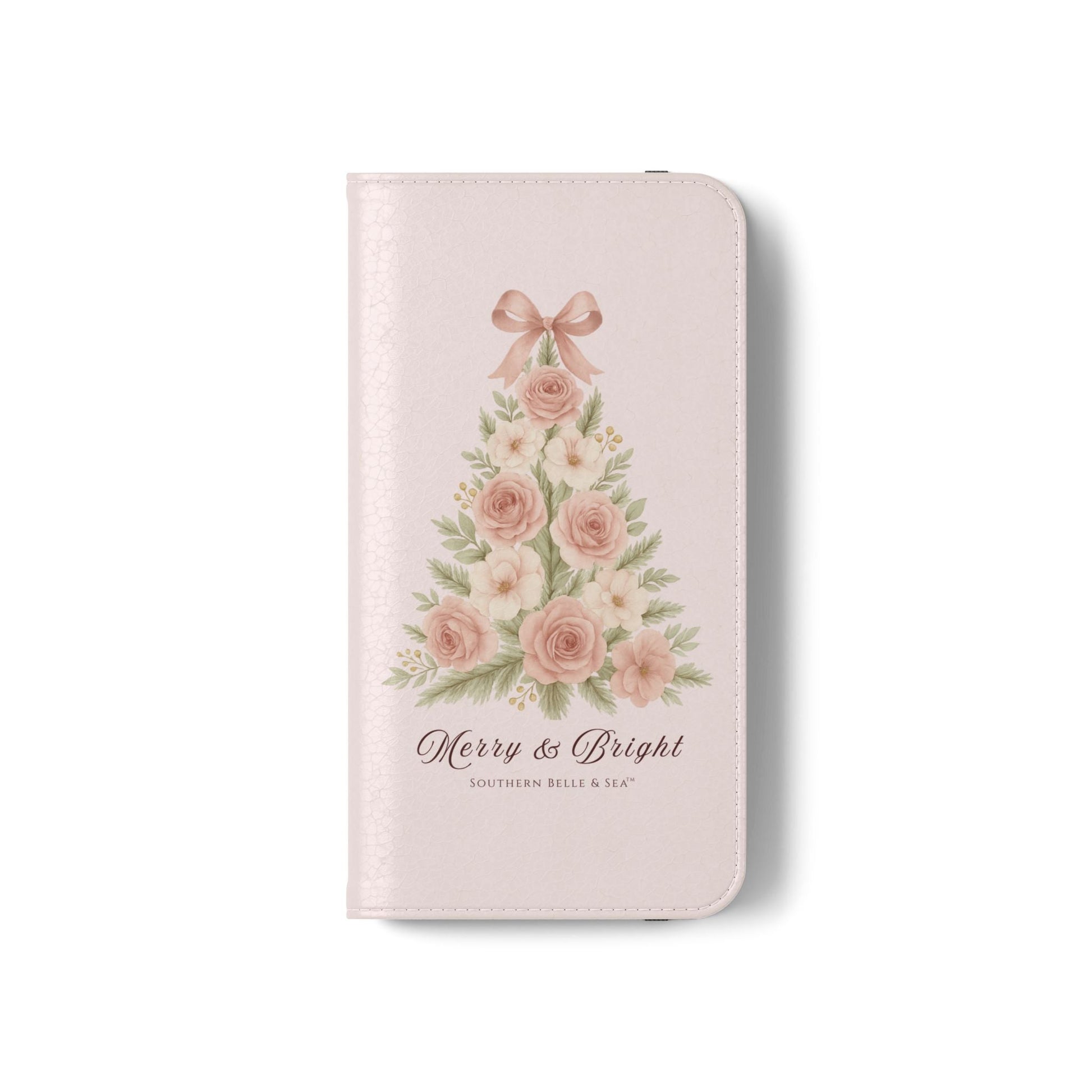 Merry & Bright — Pink Christmas Tree Flip Wallet Phone Case | Southern Belle & Sea™ - Southern Belle & Sea