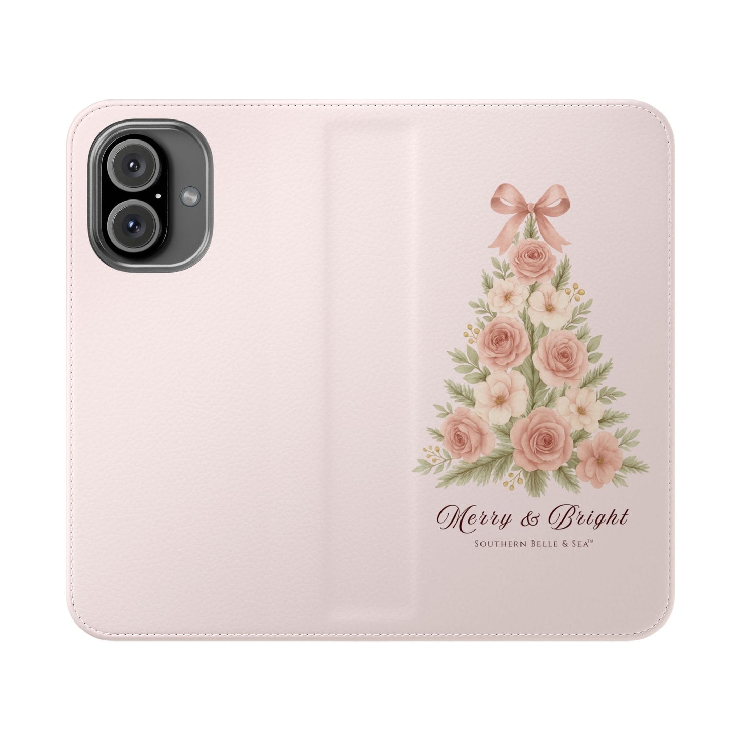 Merry & Bright — Pink Christmas Tree Flip Wallet Phone Case | Southern Belle & Sea™ - Southern Belle & Sea