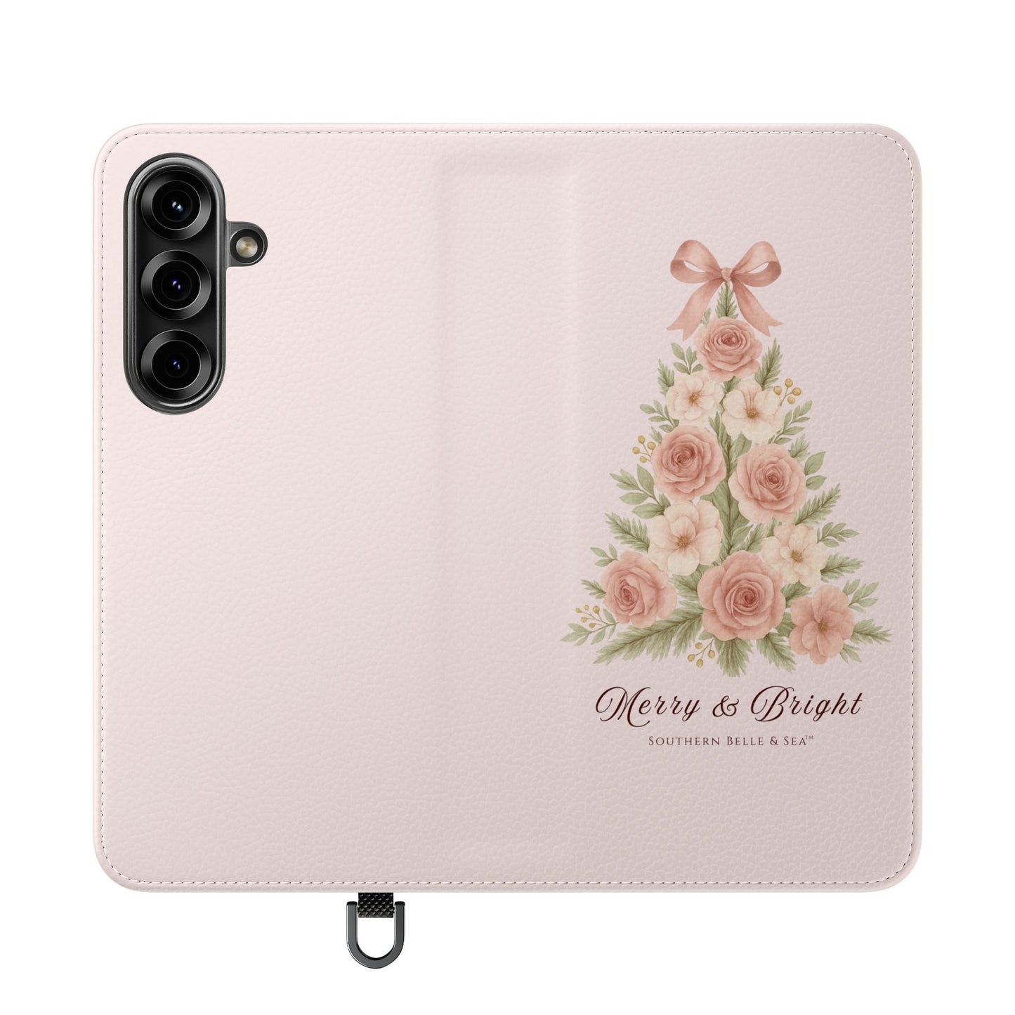 Merry & Bright — Pink Christmas Tree Flip Wallet Phone Case | Southern Belle & Sea™ - Southern Belle & Sea
