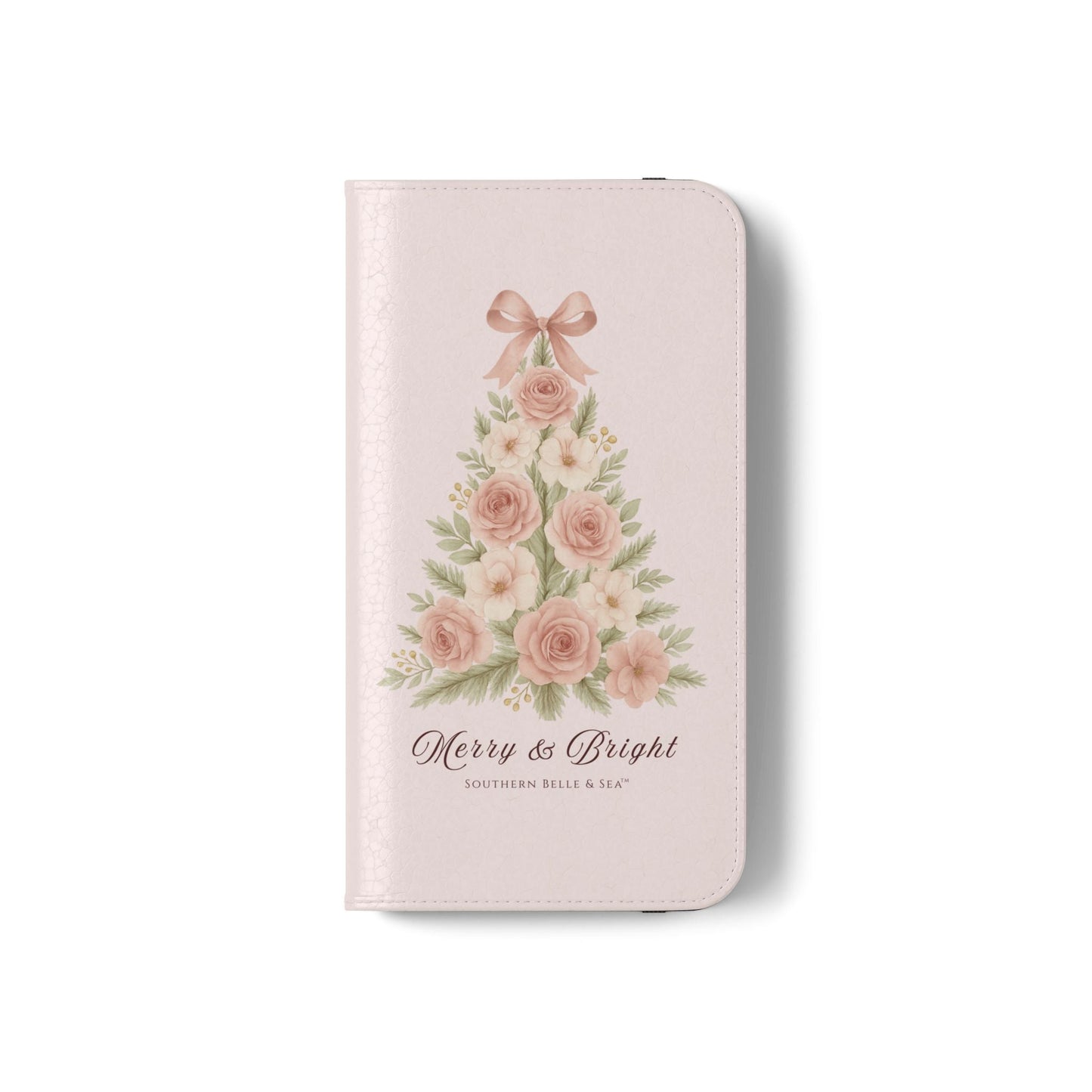 Merry & Bright — Pink Christmas Tree Flip Wallet Phone Case | Southern Belle & Sea™ - Southern Belle & Sea
