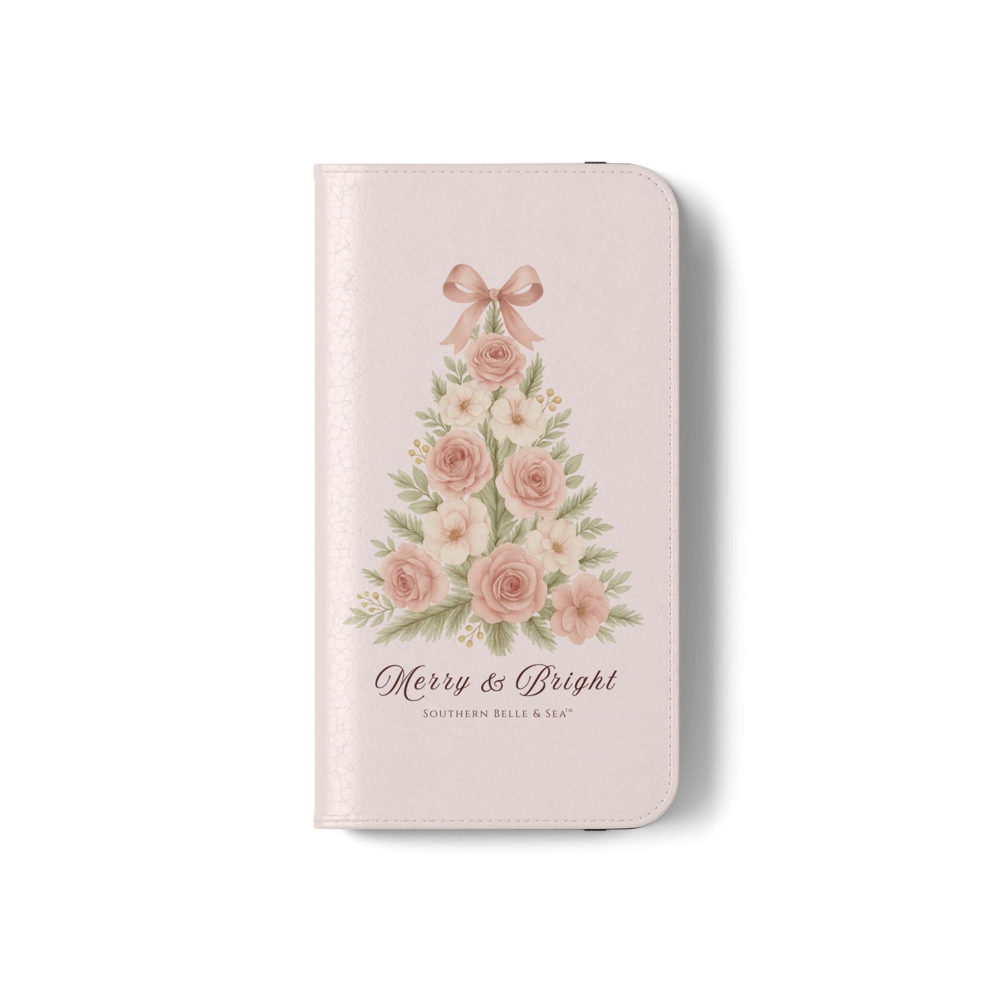 Merry & Bright — Pink Christmas Tree Flip Wallet Phone Case | Southern Belle & Sea™ - Southern Belle & Sea