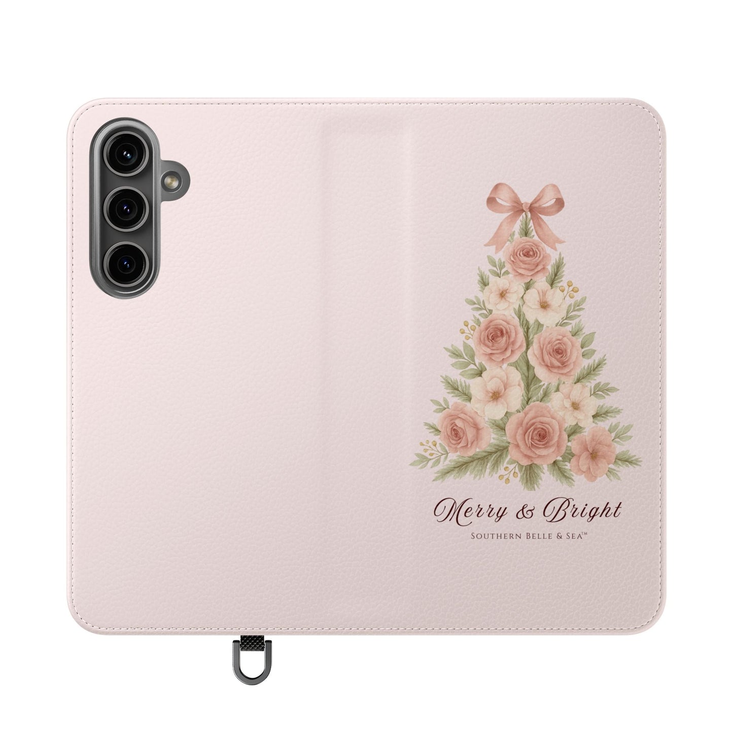 Merry & Bright — Pink Christmas Tree Flip Wallet Phone Case | Southern Belle & Sea™ - Southern Belle & Sea